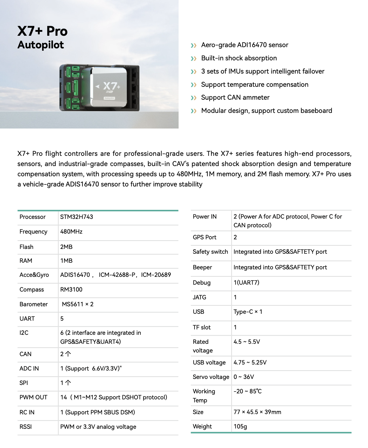 CUAV X7+ Pro Flight Controller Uçuş Kontrol Kartı Otopilot Sistemi STM32H743 İşlemci